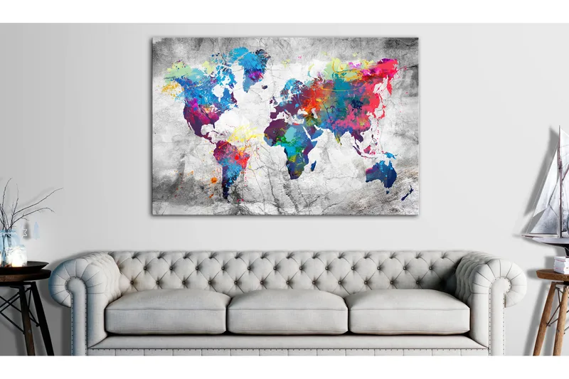 Taulu World Map: Grey Style 90x60, Artgeist sp. z o. o.