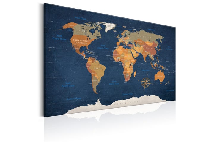Taulu World Map: Ink Oceans 60x40 - Artgeist sp. z o. o. - Canvas-taulu - Seinäkoristeet