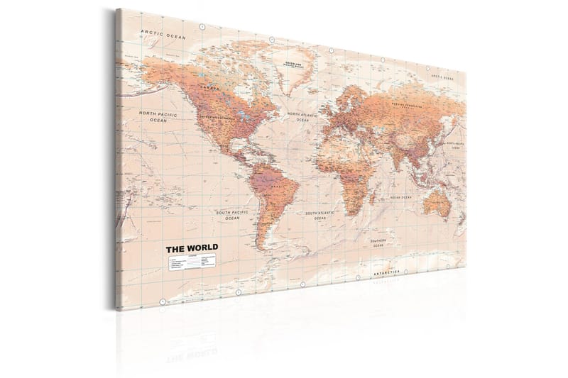 Taulu World Map: Orange World 90x60 - Artgeist sp. z o. o. - Sisustustuotteet - Taulu & taide - Canvas-taulu
