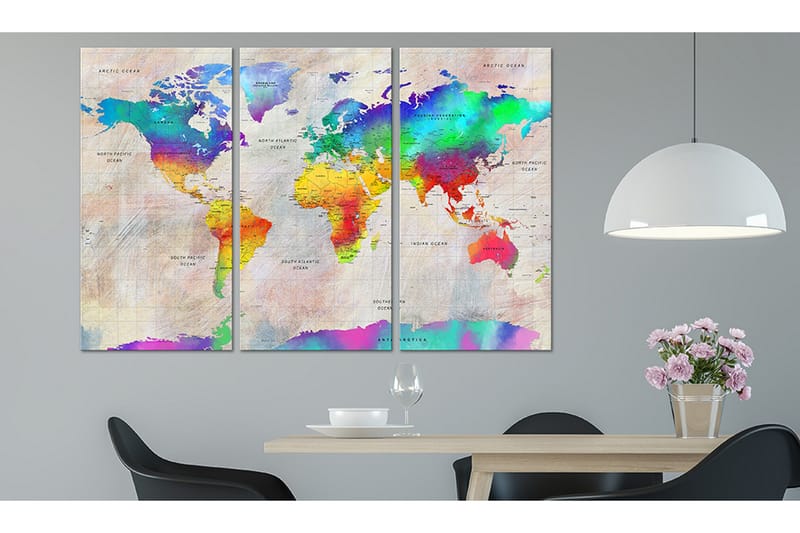 Taulu World Map Rainbow Gradient 90x60 - Artgeist sp. z o. o. - Sisustustuotteet - Taulu & taide - Canvas-taulu