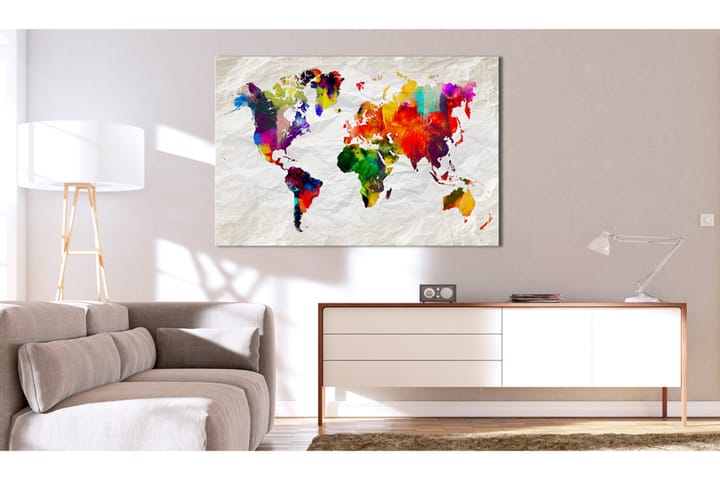 Taulu World Map: Rainbow Madness 120x80 - Artgeist sp. z o. o. - Canvas-taulu - Seinäkoristeet