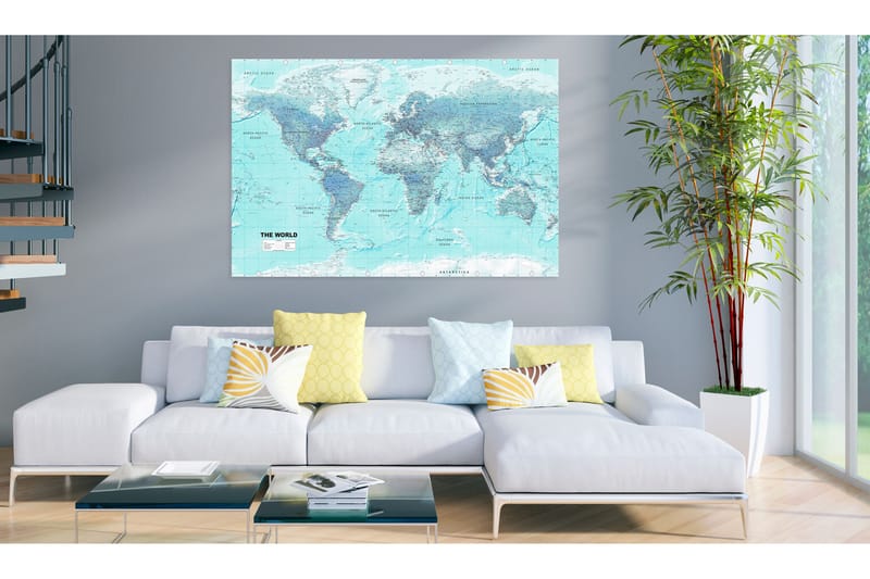 Taulu World Map: Sky Blue World 120x80 - Artgeist sp. z o. o. - Sisustustuotteet - Taulu & taide - Canvas-taulu
