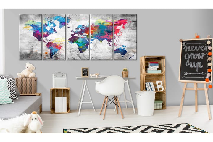 Taulu World Map: Spilt Paint 200x80 - Artgeist sp. z o. o. - Canvas-taulu - Seinäkoristeet