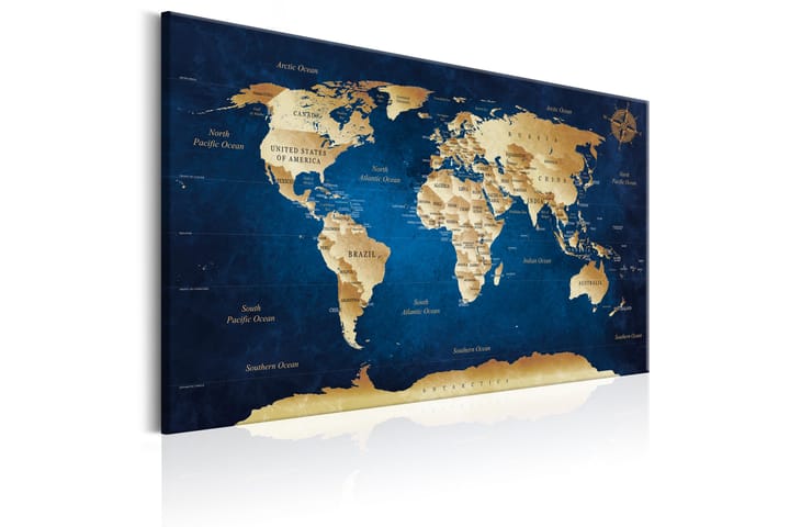 Taulu World Map: The Dark Blue Depths 120x80 - Artgeist sp. z o. o. - Canvas-taulu - Seinäkoristeet