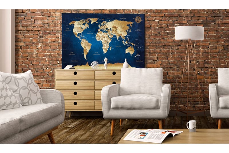 Taulu World Map: The Dark Blue Depths 120x80, Artgeist sp. z o. o.
