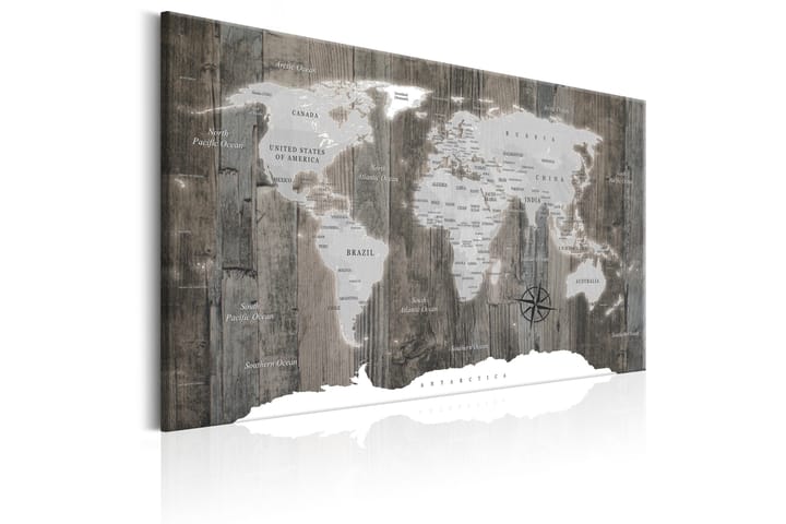 Taulu World Map: Wooden World 120x80 - Artgeist sp. z o. o. - Canvas-taulu - Seinäkoristeet