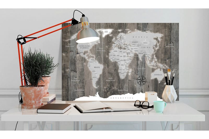 Taulu World Map: Wooden World 60x40, Artgeist sp. z o. o.