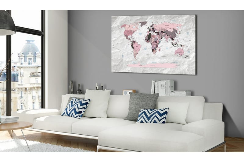 Taulu World Map: Pink Continents 120x80, Artgeist sp. z o. o.