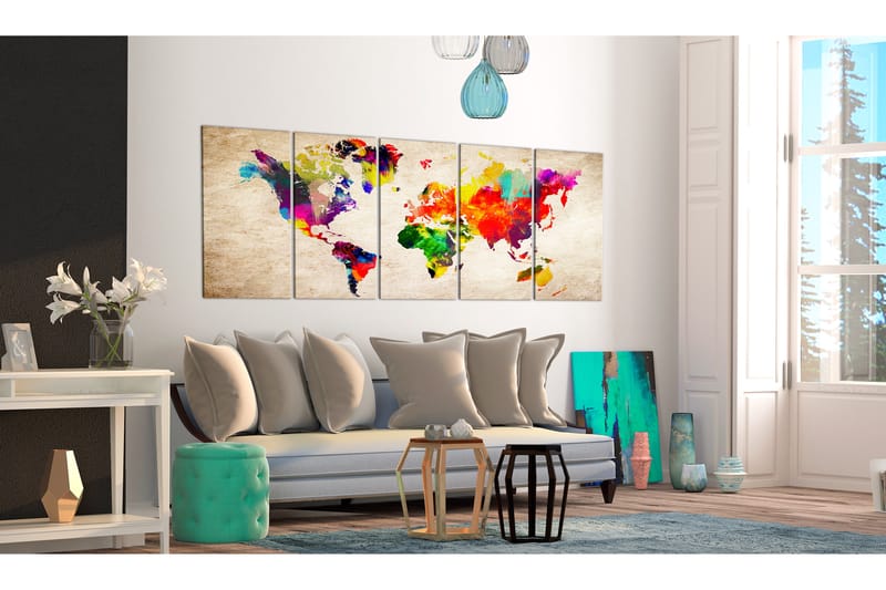 Taulu World Map Painted World 200x80 - Artgeist sp. z o. o. - Sisustustuotteet - Taulu & taide - Canvas-taulu