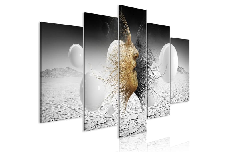 Taulu Woven Faces 5 Parts Wide Golden 200x100, Artgeist sp. z o. o.
