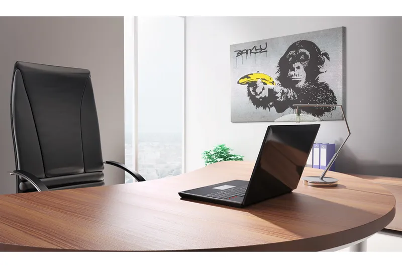 Taulu Pysähdy tai apina ampuu! (Banksy) 90x60 - Artgeist sp. z o. o. - Sisustustuotteet - Taulu & taide - Canvas-taulu