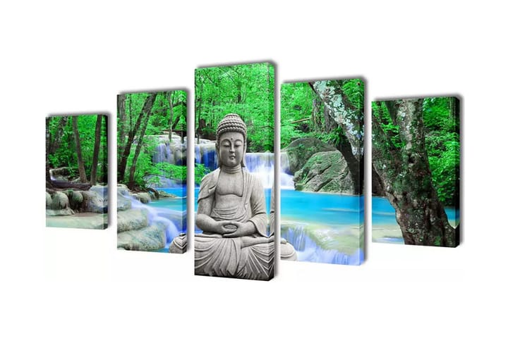 Taulusarja Buddha 200 x 100 cm - Monivärinen - Canvas-taulu - Seinäkoristeet