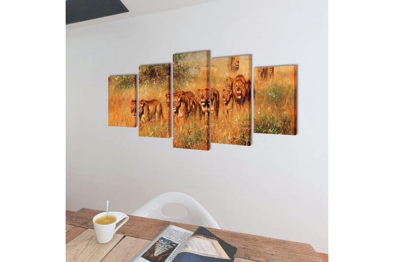 Taulusarja Leijonat 100 x 50 cm - Monivärinen - Sisustustuotteet - Taulu & taide - Canvas-taulu