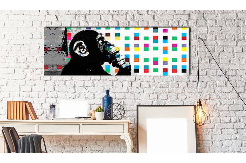 Tavla Banksy: The Thinker Monkey 120x40 - Sisustustuotteet - Taulu & taide - Canvas-taulu