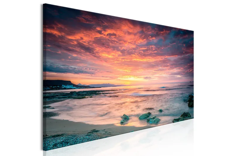 Tavla Beach in Crete (1 Part) Narrow Red 150x50 - Sisustustuotteet - Taulu & taide - Canvas-taulu