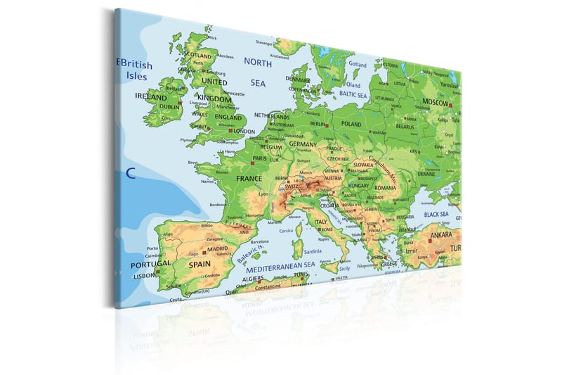 Tavla Map of Europe 120x80 - Sisustustuotteet - Taulu & taide - Canvas-taulu
