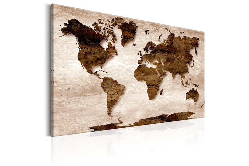 Tavla World Map: 60x40 Brown - Sisustustuotteet - Taulu & taide - Canvas-taulu
