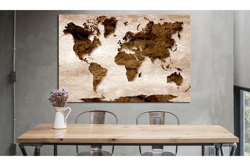 Tavla World Map: 60x40 Brown - Sisustustuotteet - Taulu & taide - Canvas-taulu