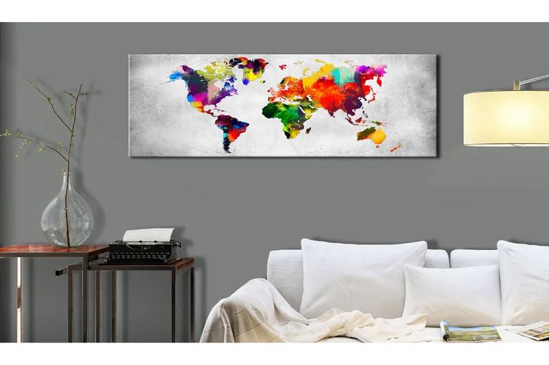 Tavla World Map: Coloured Revolution 135x45 - Sisustustuotteet - Taulu & taide - Canvas-taulu