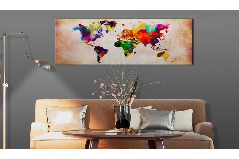 Tavla World Map: Colourful Ramble 120x40 - Sisustustuotteet - Taulu & taide - Canvas-taulu