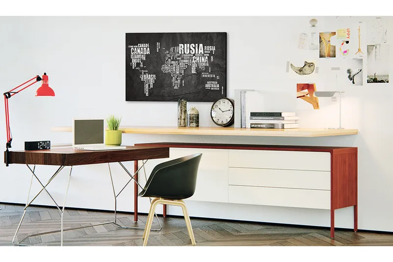 Tavla World Map: Mundo Negro 120x80 - Sisustustuotteet - Taulu & taide - Canvas-taulu