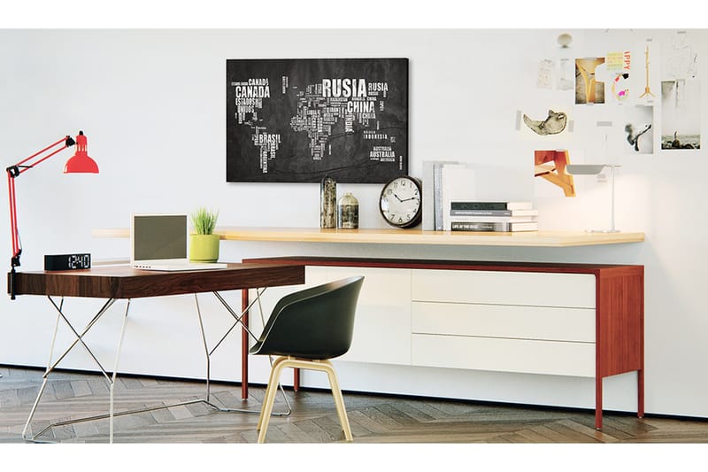 Tavla World Map: Mundo Negro 120x80 - Sisustustuotteet - Taulu & taide - Canvas-taulu