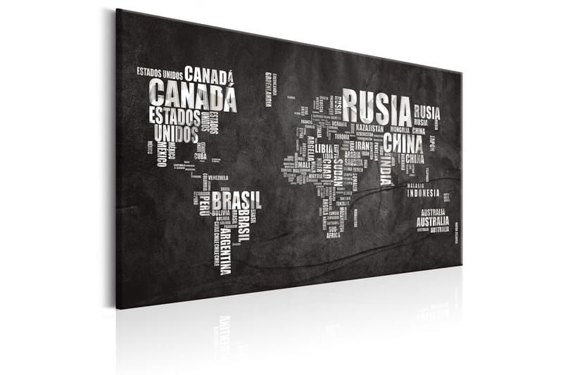 Tavla World Map: Mundo Negro 90x60 - Sisustustuotteet - Taulu & taide - Canvas-taulu