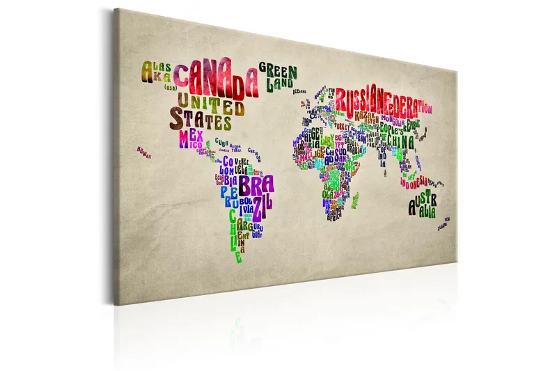 Tavla World Map: Tour (EN) 60x40 - Sisustustuotteet - Taulu & taide - Canvas-taulu