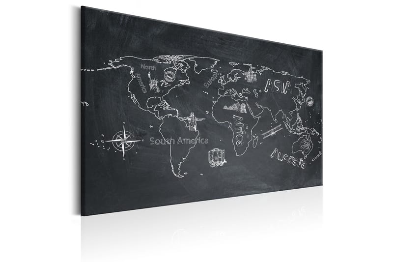 Tavla World Map: Travel broadens the Mind 120x80 - Sisustustuotteet - Taulu & taide - Canvas-taulu