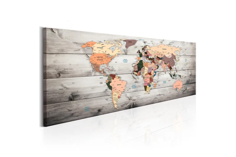 Tavla World Maps Wooden Travels VALUE_MISSING_2 120x40 - Sisustustuotteet - Taulu & taide - Canvas-taulu