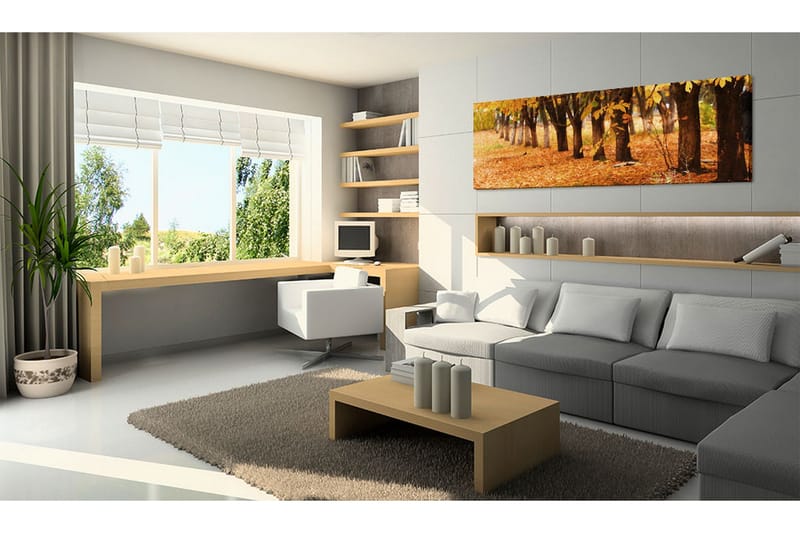 Tavla Park Covered With Golden Leaves 135x45 cm - Sisustustuotteet - Taulu & taide - Canvas-taulu