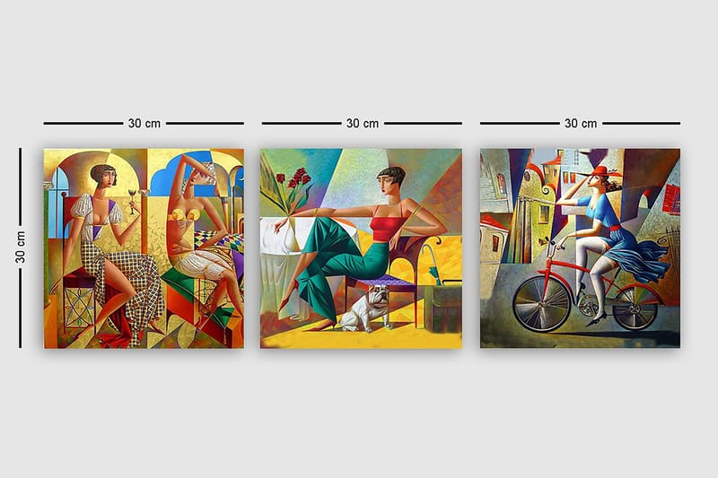 Decoratiivinen Canvas-taulu (3 osaa) 30x30 - Sisustustuotteet - Taulu & taide - Canvas-taulu