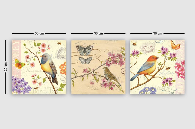 Decoratiivinen Canvas-taulu (3 osaa) 30x30 - Sisustustuotteet - Taulu & taide - Canvas-taulu