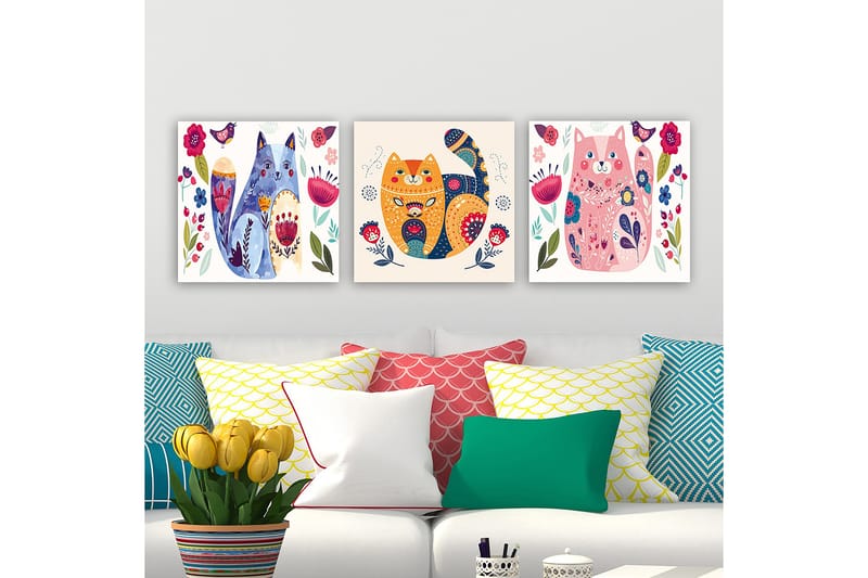 Decoratiivinen Canvas-taulu (3 osaa) 30x30 - Sisustustuotteet - Taulu & taide - Canvas-taulu