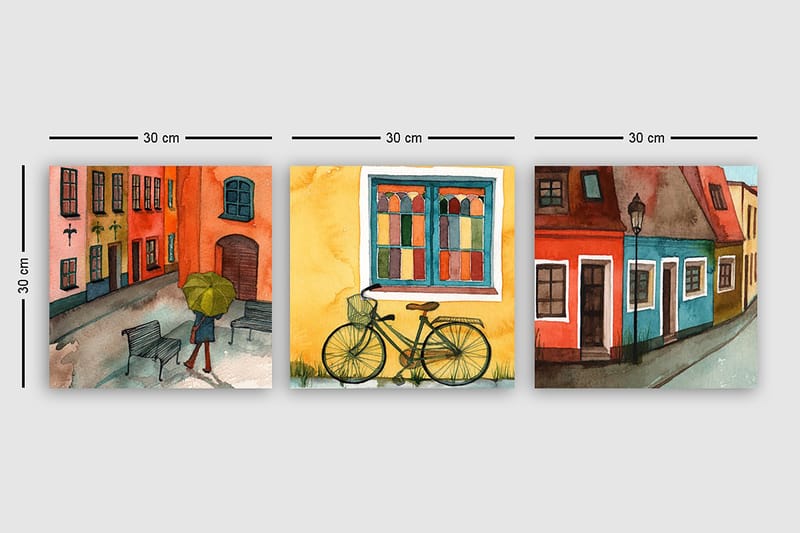 Decoratiivinen Canvas-taulu (3 osaa) 30x30 - Sisustustuotteet - Taulu & taide - Canvas-taulu