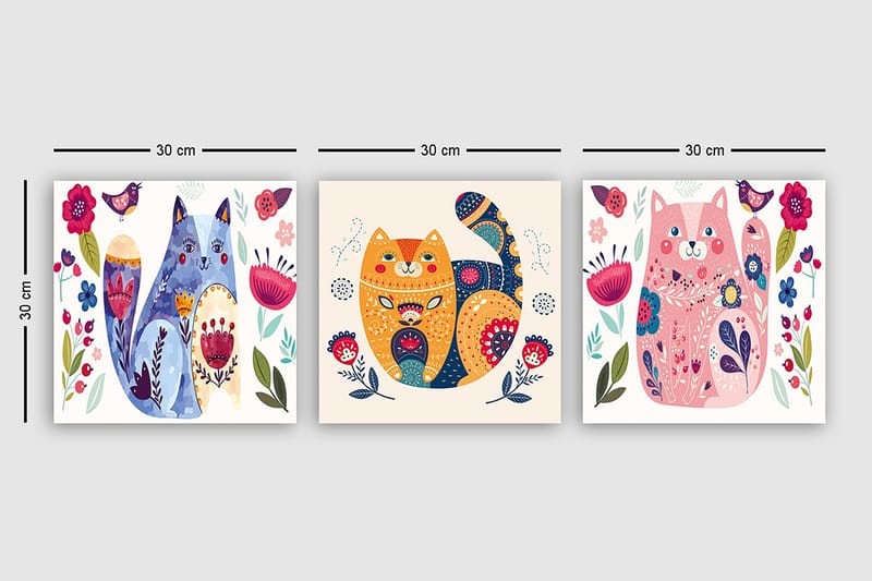 Decoratiivinen Canvas-taulu (3 osaa) 30x30 - Sisustustuotteet - Taulu & taide - Canvas-taulu