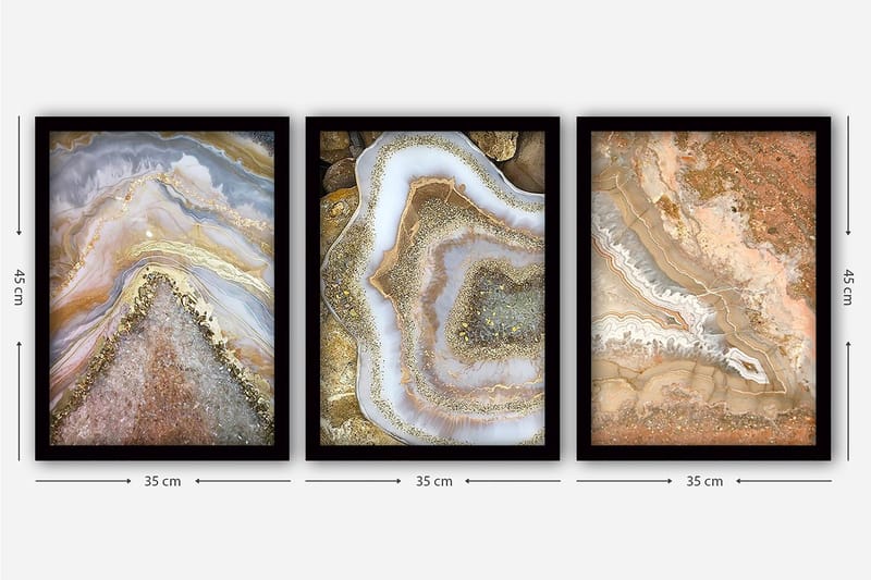 Decoratiivinen Kehystetty Taulu (3 osaa) 35x45 - Sisustustuotteet - Taulu & taide - Canvas-taulu