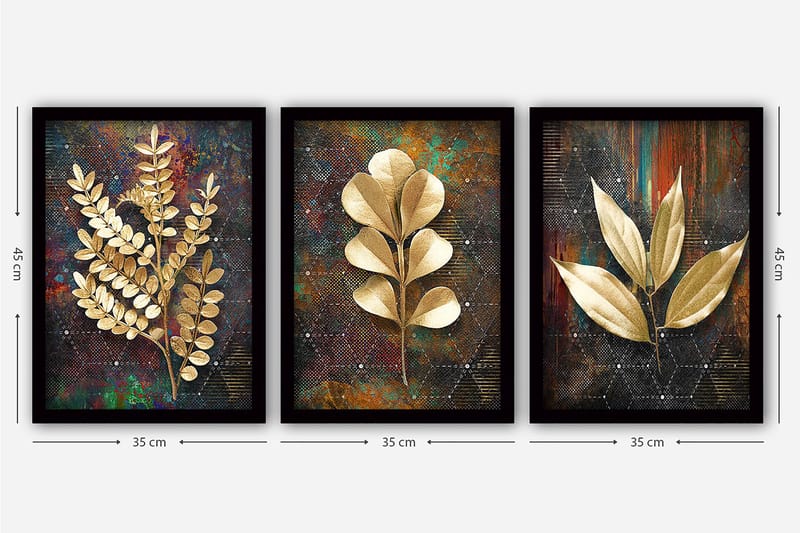 Decoratiivinen Kehystetty Taulu (3 osaa) 35x45 - Sisustustuotteet - Taulu & taide - Canvas-taulu