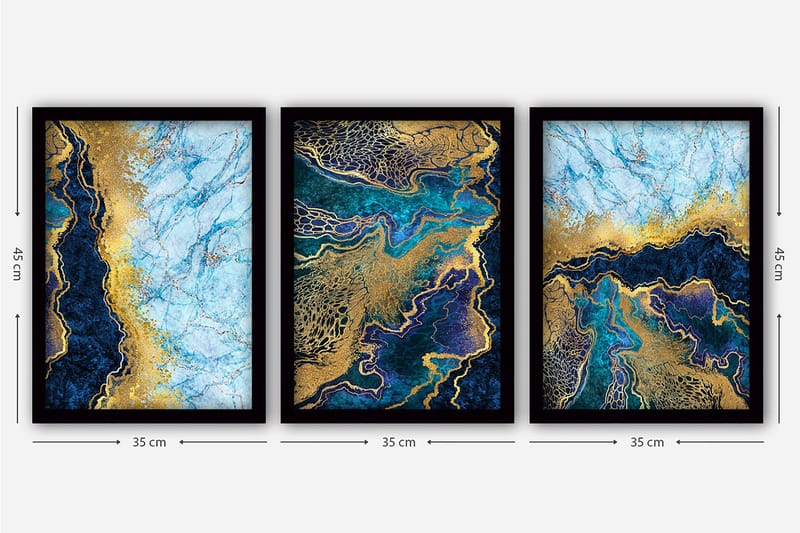 Decoratiivinen Kehystetty Taulu (3 osaa) 35x45 - Sisustustuotteet - Taulu & taide - Canvas-taulu