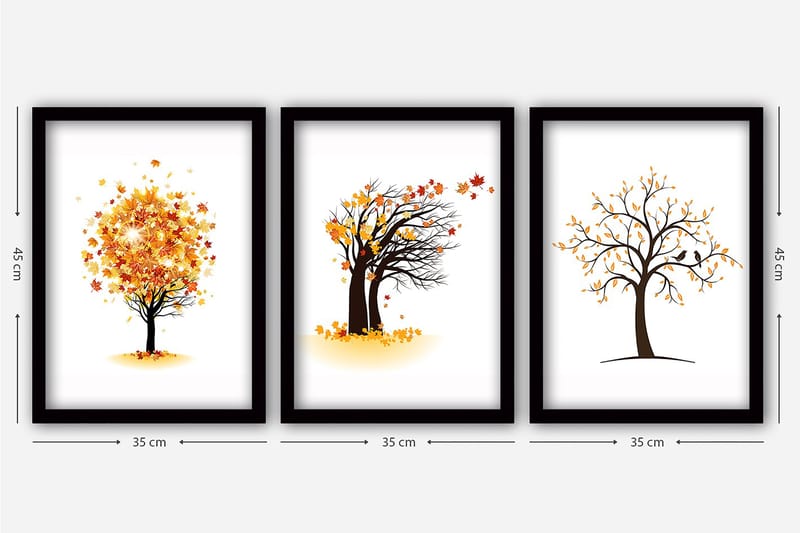 Decoratiivinen Kehystetty Taulu (3 osaa) 35x45 - Sisustustuotteet - Taulu & taide - Canvas-taulu