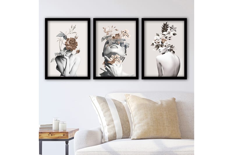 Decoratiivinen Kehystetty Taulu (3 osaa) 35x45 - Sisustustuotteet - Taulu & taide - Canvas-taulu