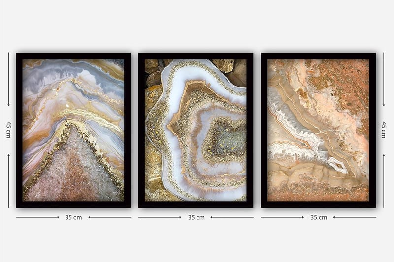 Decoratiivinen Kehystetty Taulu (3 osaa) 35x45 - Sisustustuotteet - Taulu & taide - Canvas-taulu