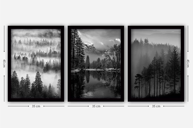 Decoratiivinen Kehystetty Taulu (3 osaa) 35x45 - Sisustustuotteet - Taulu & taide - Canvas-taulu