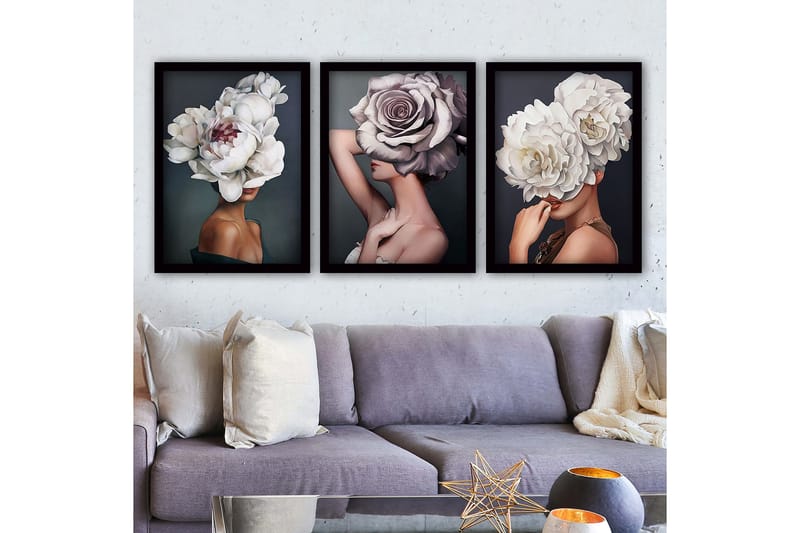 Decoratiivinen Kehystetty Taulu (3 osaa) 35x45 - Sisustustuotteet - Taulu & taide - Canvas-taulu