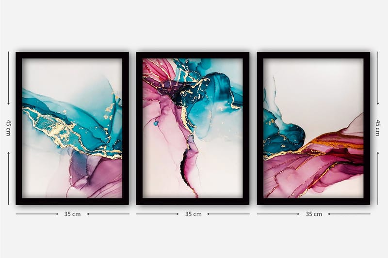 Decoratiivinen Kehystetty Taulu (3 osaa) 35x45 - Sisustustuotteet - Taulu & taide - Canvas-taulu