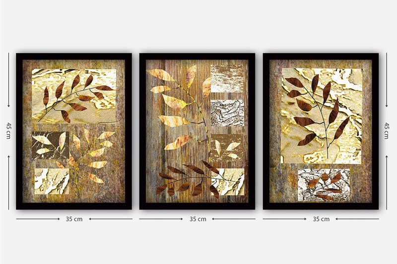 Decoratiivinen Kehystetty Taulu (3 osaa) 35x45 - Sisustustuotteet - Taulu & taide - Canvas-taulu