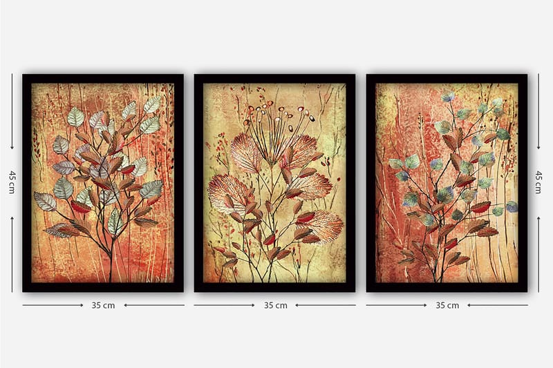 Decoratiivinen Kehystetty Taulu (3 osaa) 35x45 - Sisustustuotteet - Taulu & taide - Canvas-taulu