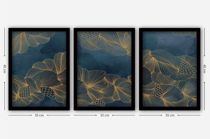 Decoratiivinen Kehystetty Taulu (3 osaa) 35x45 - Sisustustuotteet - Taulu & taide - Canvas-taulu