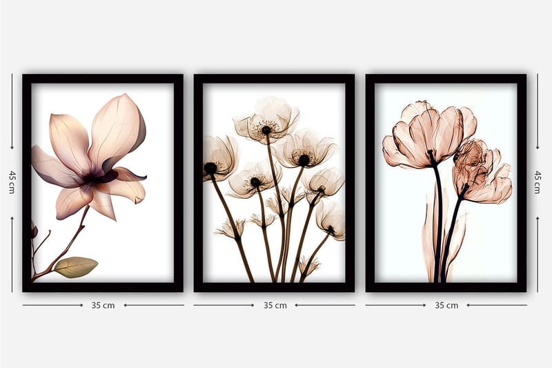 Decoratiivinen Kehystetty Taulu (3 osaa) 35x45 - Sisustustuotteet - Taulu & taide - Canvas-taulu