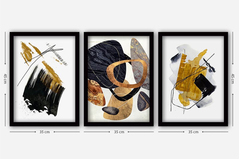 Decoratiivinen Kehystetty Taulu (3 osaa) 35x45 - Sisustustuotteet - Taulu & taide - Canvas-taulu